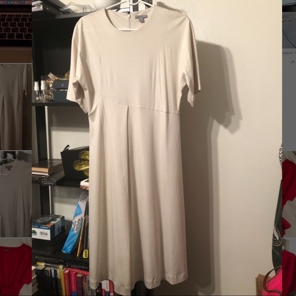 Comfortable Beige Jersey Dress with Seams - COS US